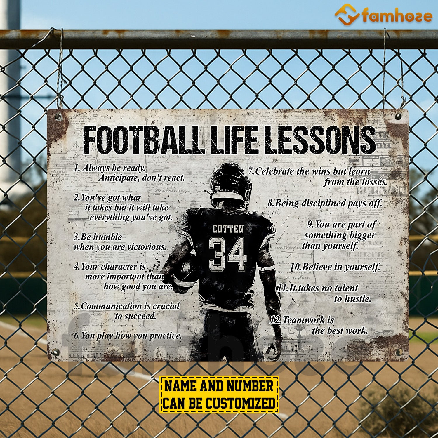 Personalized Football Man Metal Sign, Inspirational Football Life Less ...