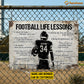 Personalized Football Man Metal Sign, Inspirational Football Life Lessons Sports Sign, Field Decor Gift For Football Lovers