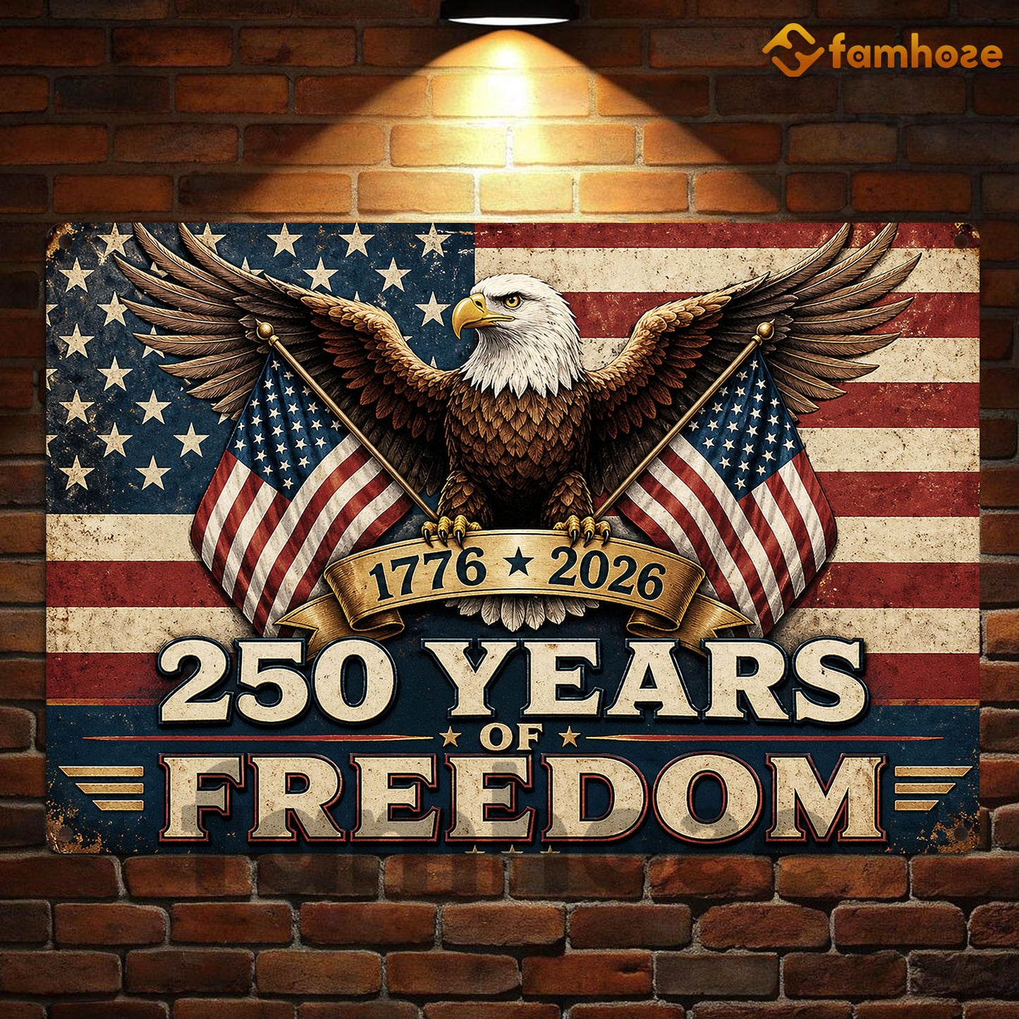 July 4th USA 250 Anniversary Metal Sign, 250 Years Of Freedom Yard Sign, House Decor Independence Day Gift For American Patriot
