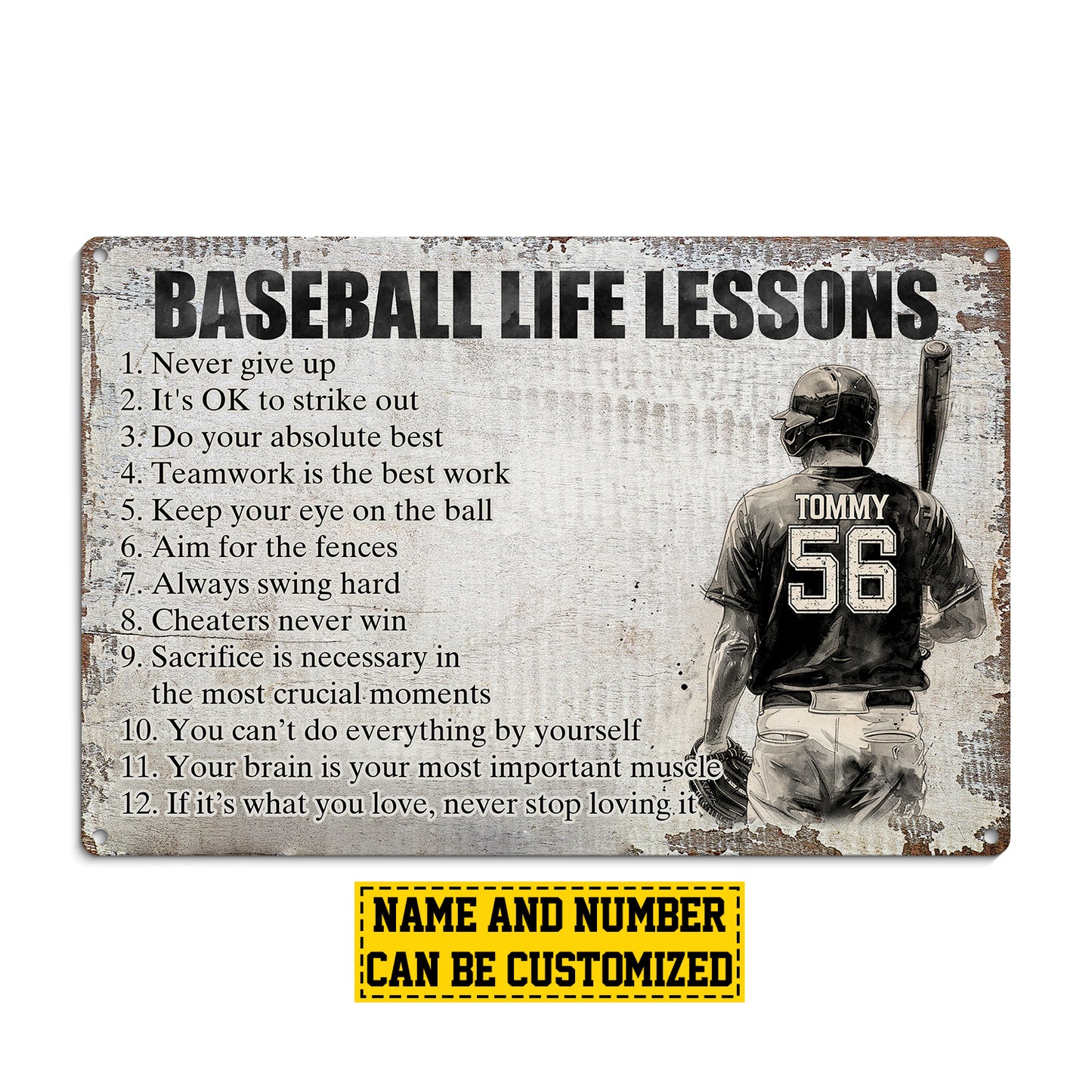 Personalized Motivational Baseball Metal Sign, Baseball Life Lessons, Welcome To The Magical Garden Backyard Sign, Gift For Baseball Lovers, Baseball Boys