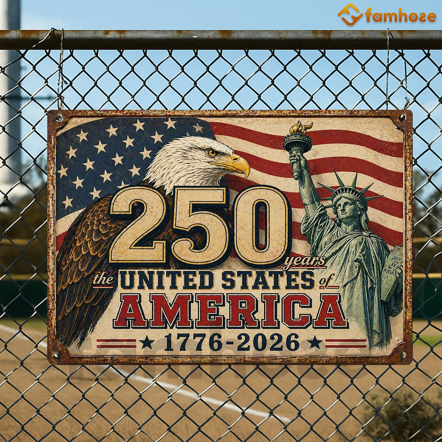 July 4th USA 250 Anniversary Metal Sign, 250 Years The United States Of America Yard Sign, House Decor Independence Day Gift For American Patriot
