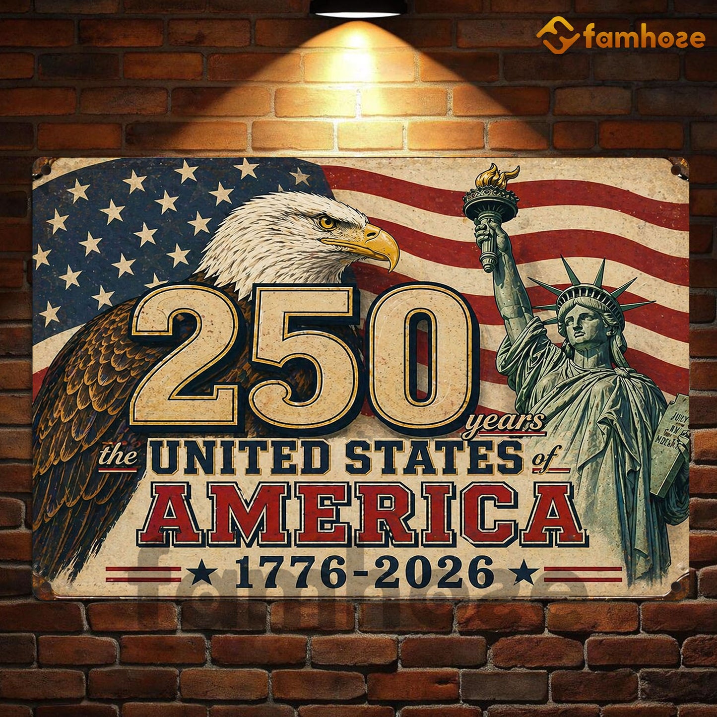 July 4th USA 250 Anniversary Metal Sign, 250 Years The United States Of America Yard Sign, House Decor Independence Day Gift For American Patriot