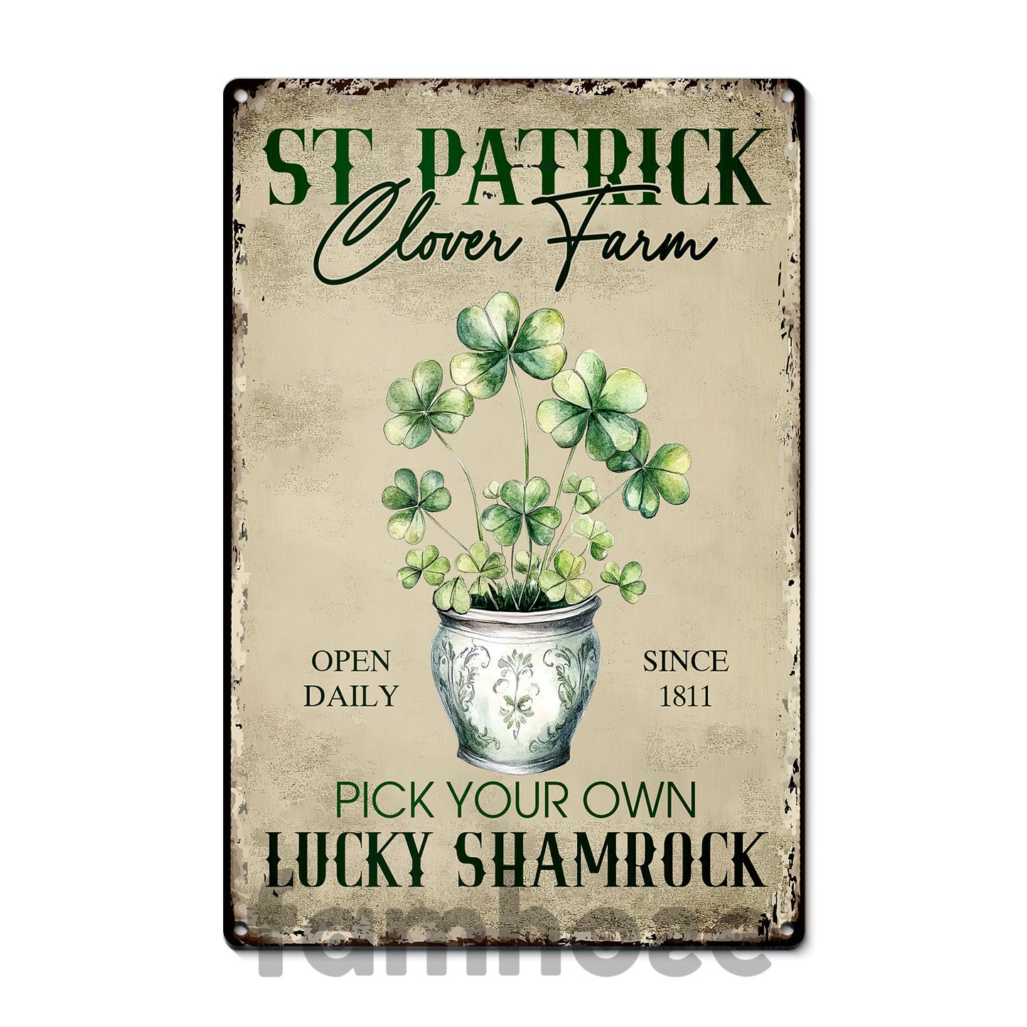 St Patrick's Day Metal Sign, Pick Your Own Lucky Shamrock, Welcome To The Magical Garden Backyard Sign