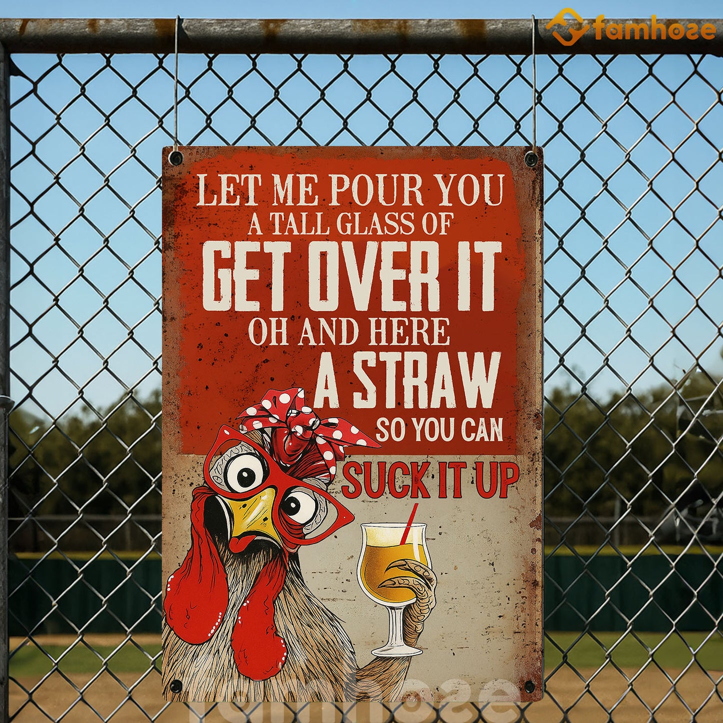 Funny Chicken Metal Sign, Let Me Pour You Farm Sign, Farm Decor Gift For Chicken Lovers