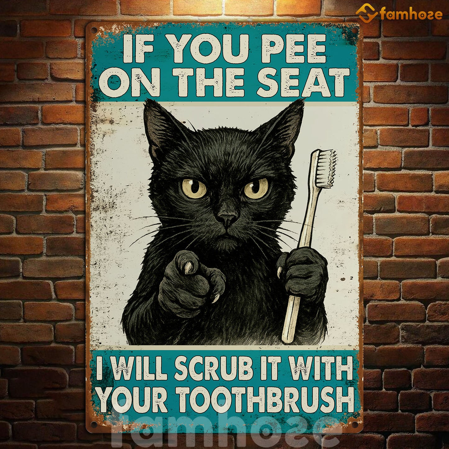 Funny Toilet Cat Metal Sign, If You Pee On The Seat Field Sign, Bathroom Decor Gift For Toilet Lovers, Cat Lovers