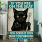 Funny Toilet Cat Metal Sign, If You Pee On The Seat Field Sign, Bathroom Decor Gift For Toilet Lovers, Cat Lovers