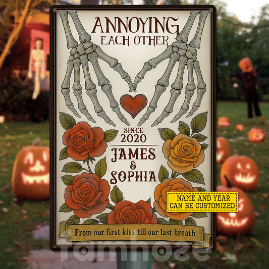Personalized Halloween Couple Metal Sign, Annoying Each Other Garden Sign, Field Decor Gift For Couple