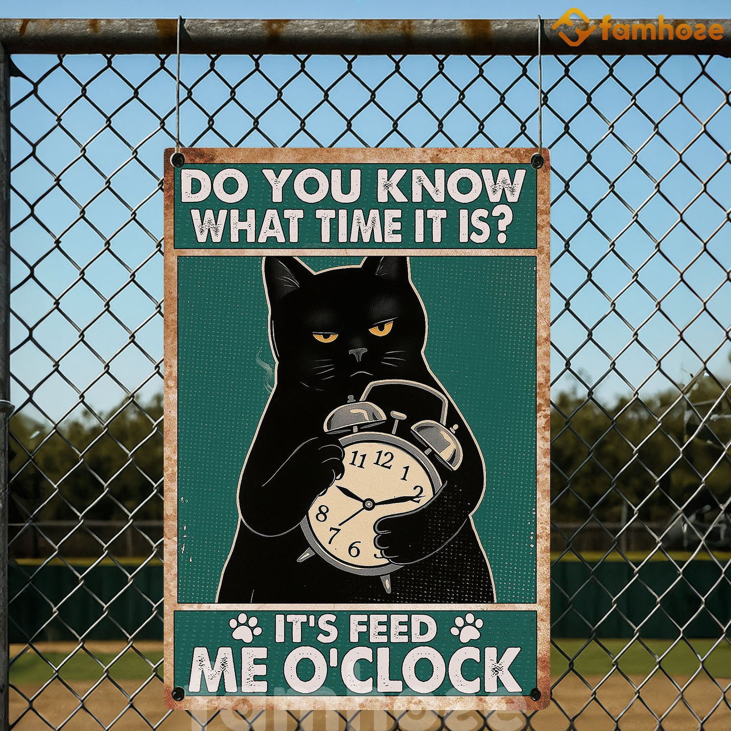 Funny Cat Metal Sign, Do You Know What Time It Is Bathroom Sign, Restroom Decor Gift For Cat Lover