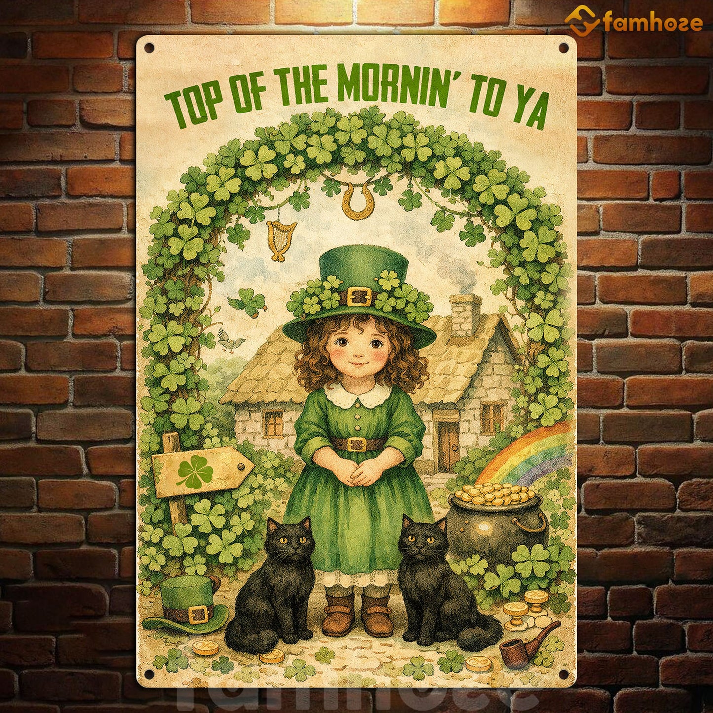 Four-Leaf Clover Metal Sign, Top Of The Mornin' To Ya Yard Sign, St Patrick's Day Field Decor Gift For Irish Lover