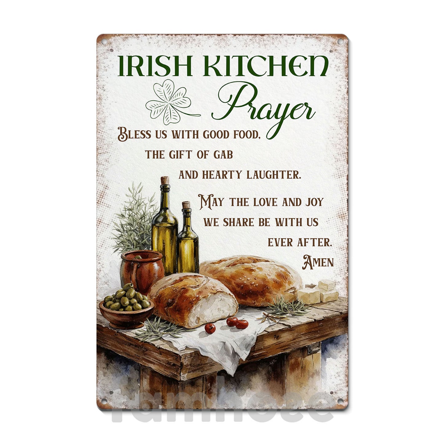 Four-Leaf Clover Jesus Metal Sign, Irish Kitchen Prayer Yard Sign, St Patrick's Day Field Decor Gift For Irish Lover