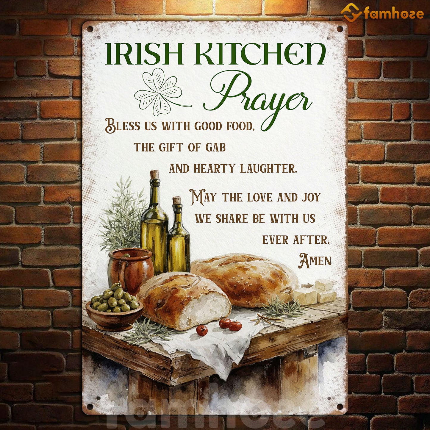 Four-Leaf Clover Jesus Metal Sign, Irish Kitchen Prayer Yard Sign, St Patrick's Day Field Decor Gift For Irish Lover