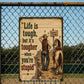 Funny Cowboy Metal Sign, Life Is Tough But It's Toughter When You're Stupid Yard Sign, Field Decor Gift For Cowboys