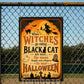 Halloween Witch & Black Cat Metal Sign, When Witches Go Riding Yard Sign, House Decor Spooky Season Gift For Cat & Witch Lover