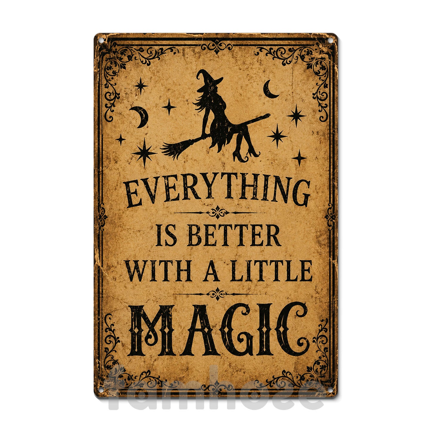 Halloween Witch Metal Sign, Everything Is Better With A Little Magic Yard Sign, House Decor Spooky Season Gift For Witch Lover