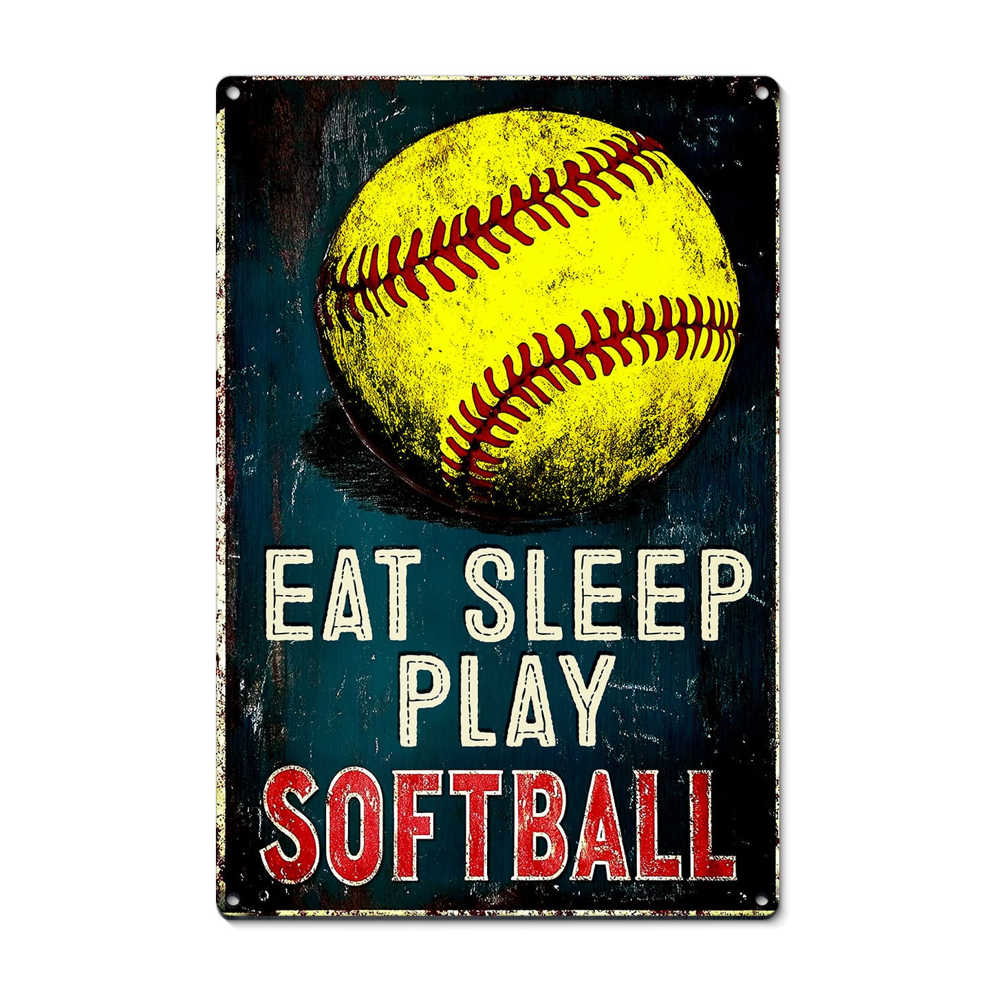 Funny Softball Metal Sign, Eat Sleep Play, Welcome To The Magical Garden Backyard Sign, Gift For Softball Lovers