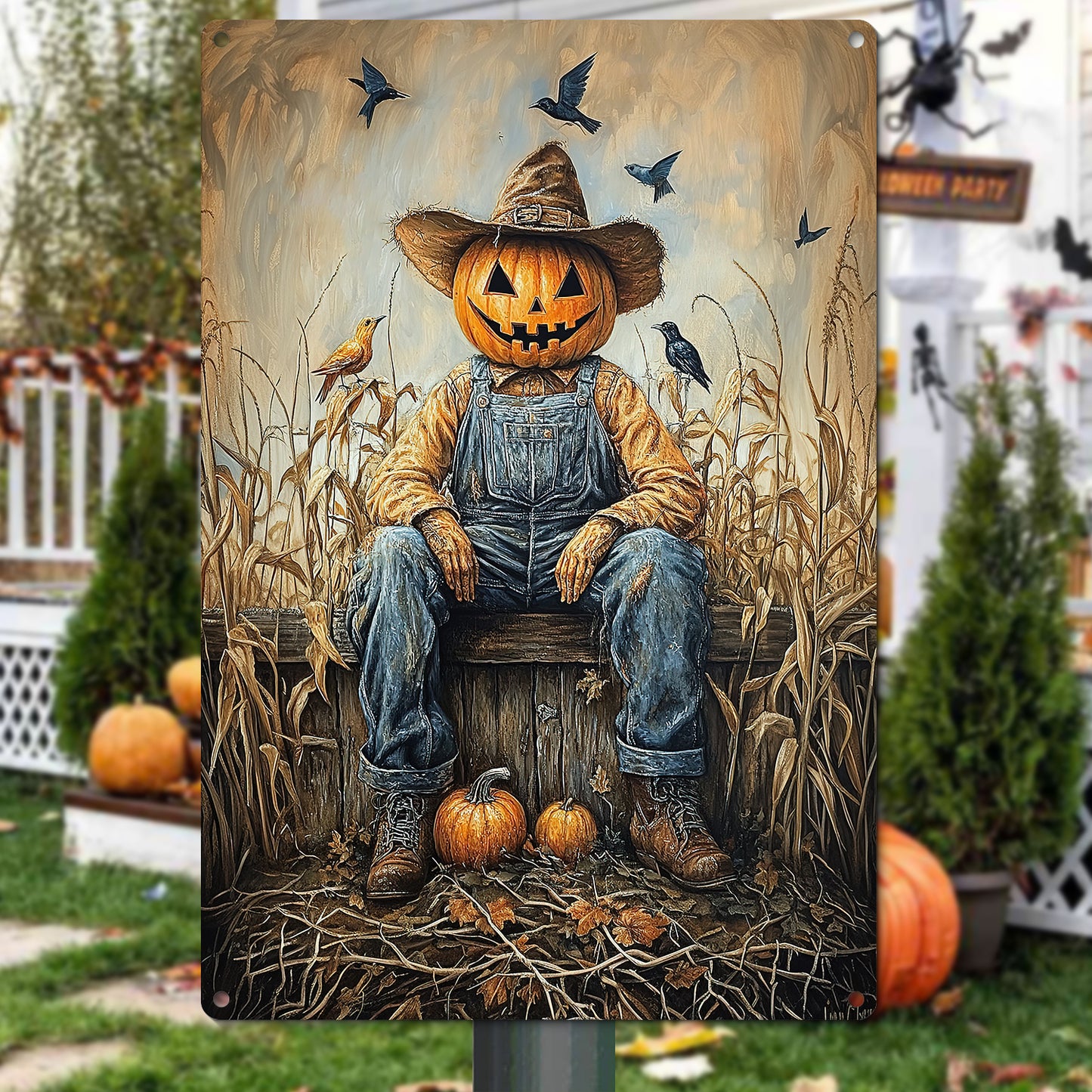 Halloween Metal Sign, The Jack-O'-Lantern Overseer, Welcome To The Magical Garden Backyard Sign