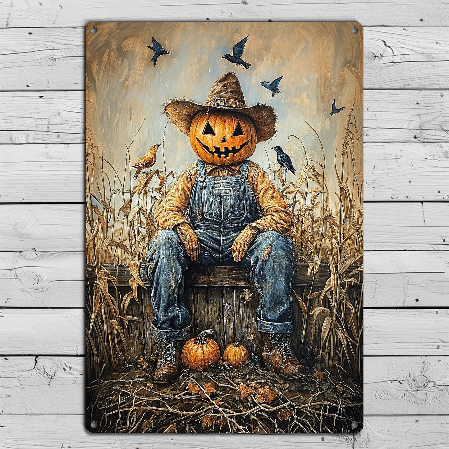 Halloween Metal Sign, The Jack-O'-Lantern Overseer, Welcome To The Magical Garden Backyard Sign