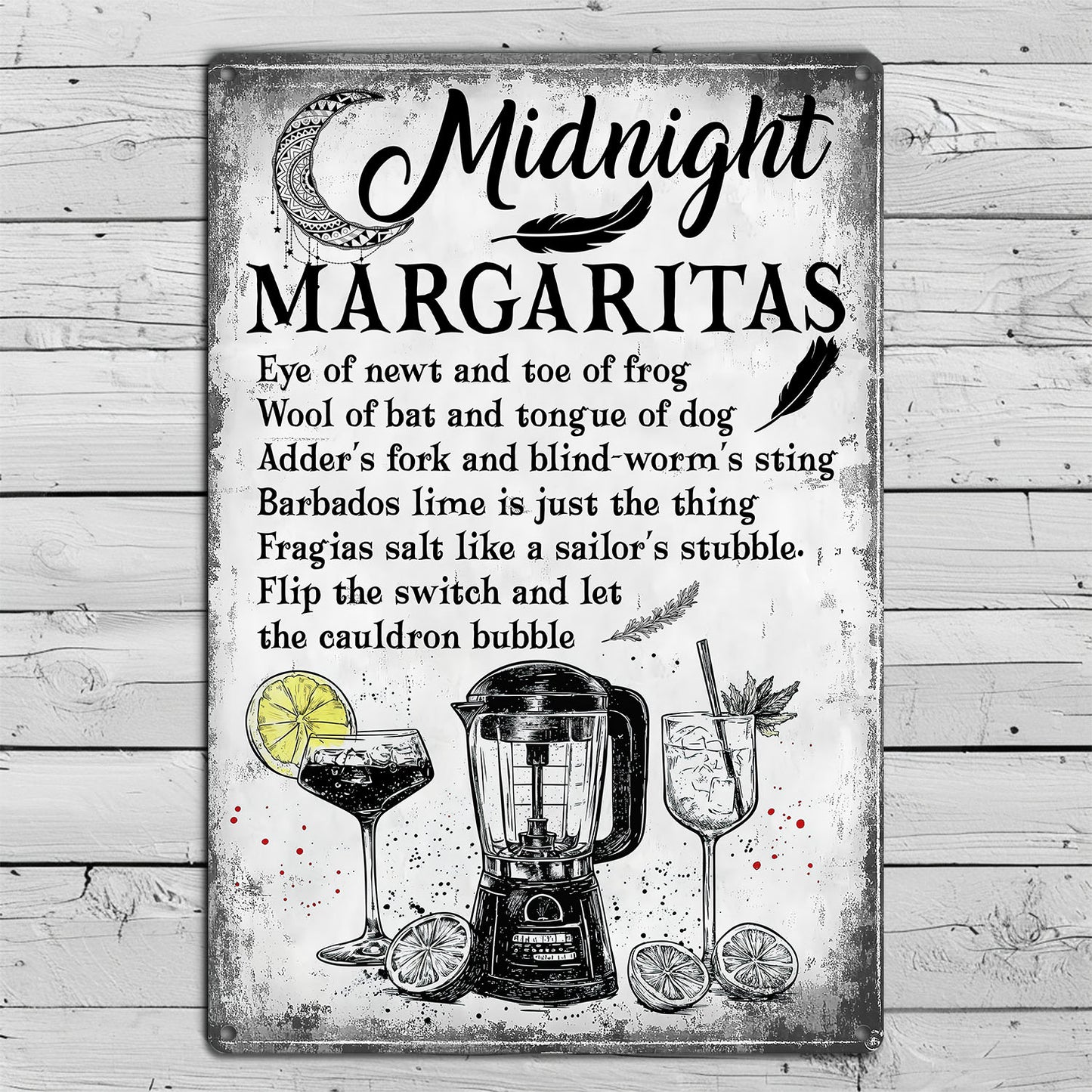 Halloween Metal Sign, Midnight Margaritas, Welcome To The Magical Garden Backyard Sign