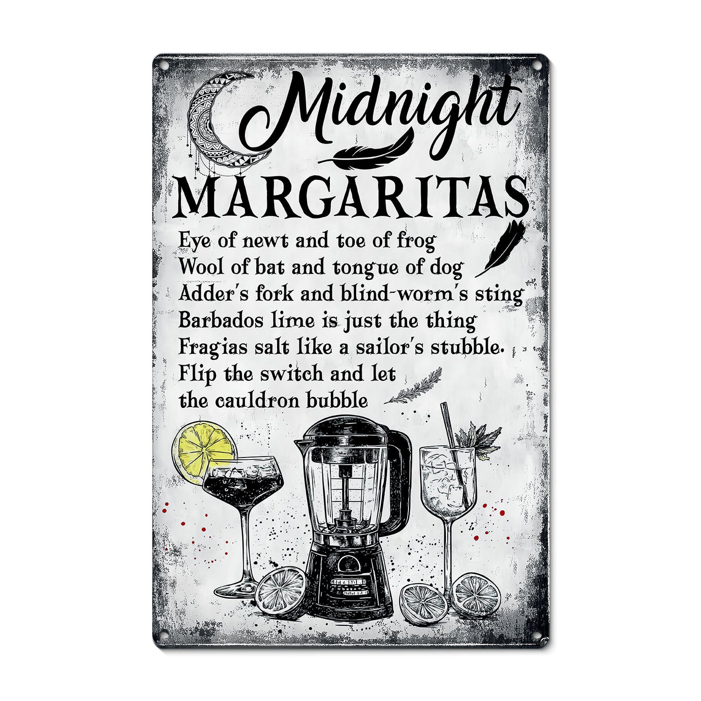 Halloween Metal Sign, Midnight Margaritas, Welcome To The Magical Garden Backyard Sign