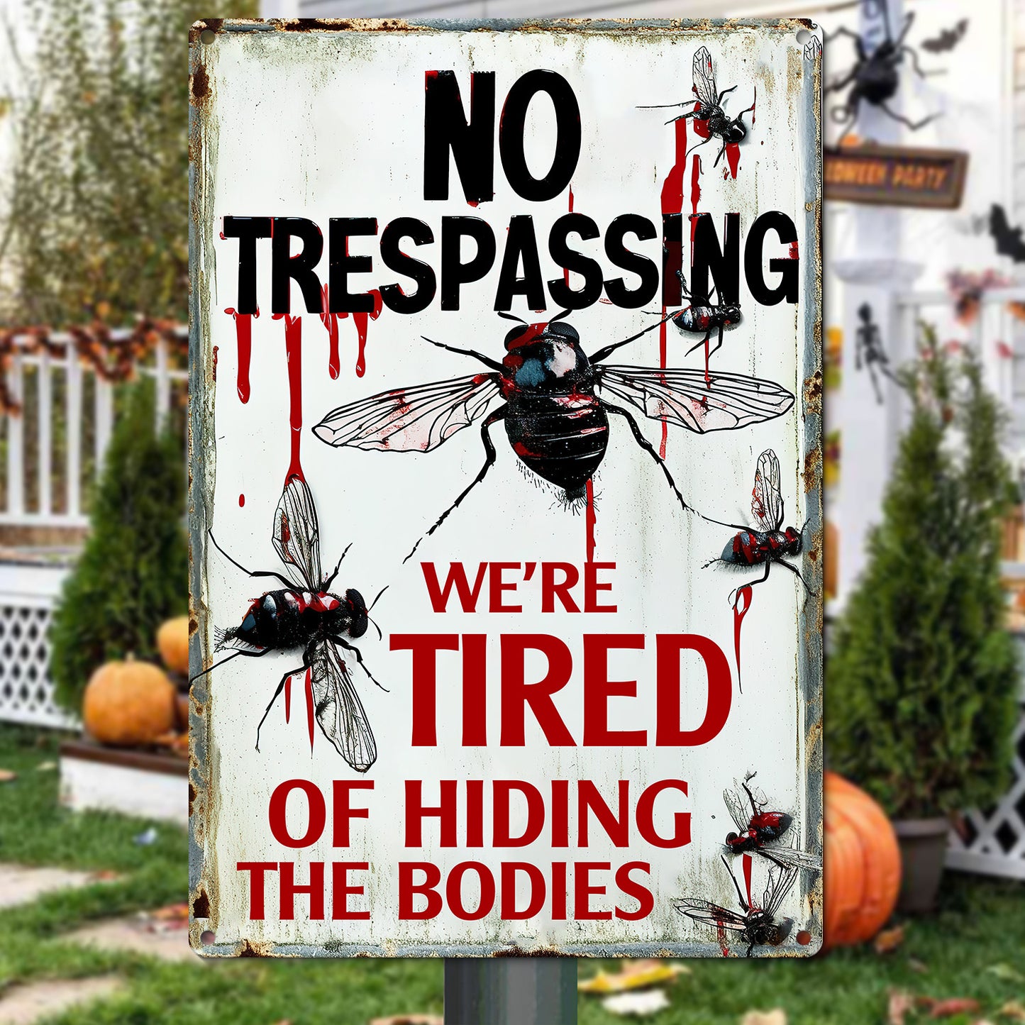 Funny Halloween Metal Sign, No Trespassing, Welcome To The Magical Garden Backyard Sign