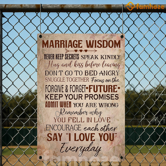 Vintage Marriage Wisdom Metal Sign, Marriage Wisdom Say I Love You Everyday Love Sign, Field Decor Gift For Couple