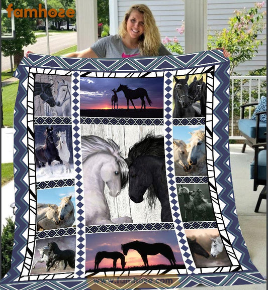 Mother's Day Horse Blanket, Horse Mom And Daughter Fleece Blanket - Sherpa Blanket Gift For Horse Lover