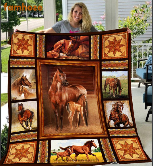 Mother's Day Horse Blanket, Horse Mom Horse Daughter Fleece Blanket - Sherpa Blanket Gift For Horse Lover