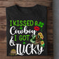 Patrick's Day Cowboy T-shirt, I Kissed A Cowboy And I Got Lucky Gift For Cowboy Lovers, Horse Riders, Equestrians
