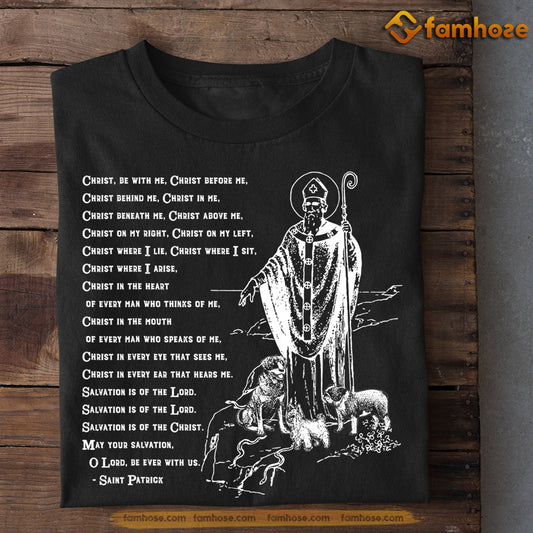 Patrick's Day Dog T-shirt, Christ Be With Me Christ Behind Me Gift For Dog Lovers, Dog Owners, Dog Tees