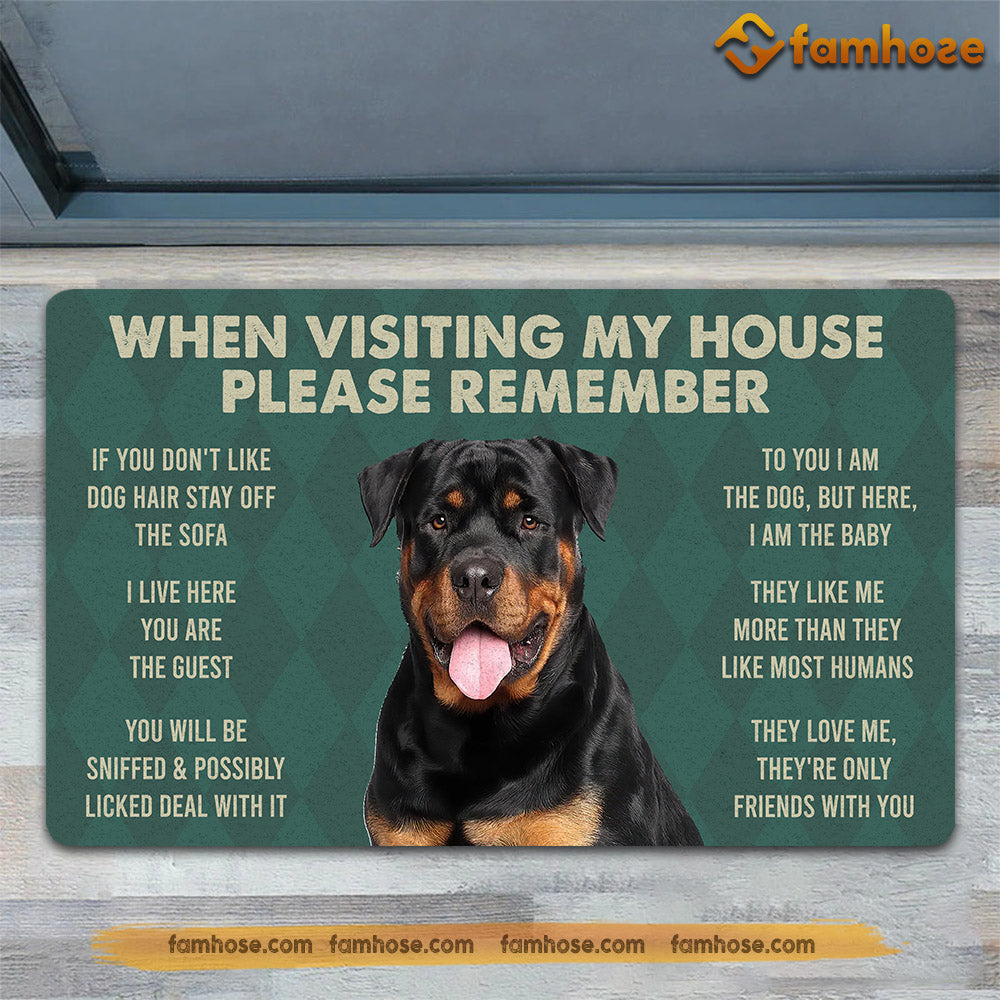 Rottweilers Dog Doormat, Please Remember I Live Here Gift For Dog