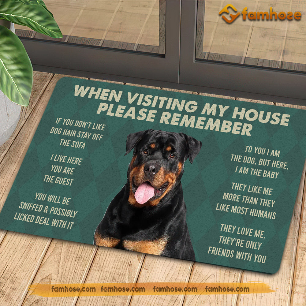 Rottweilers Dog Doormat, Please Remember I Live Here Gift For Dog Lovers, Housewarming Gift, Dog Decor