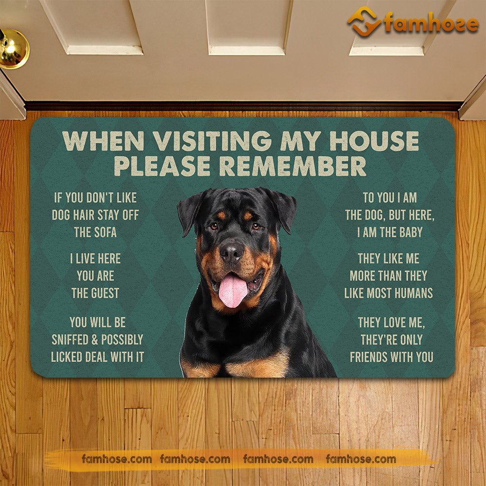 Rottweilers Dog Doormat, Please Remember I Live Here Gift For Dog Lovers, Housewarming Gift, Dog Decor