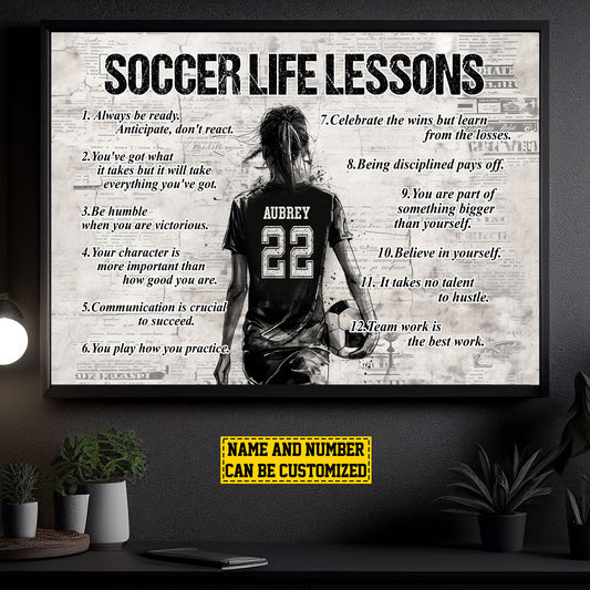 Personalized Motivational Soccer Canvas Painting, Always Be Ready Believe In Yourself, Inspirational Quotes Wall Art Decor, Poster Gift For Soccer Girl Lovers