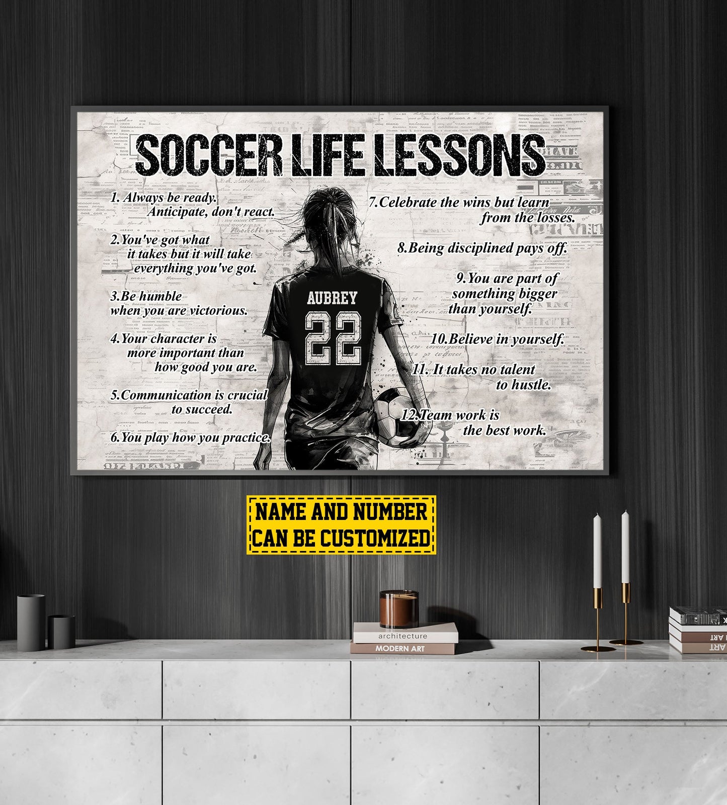 Personalized Motivational Soccer Canvas Painting, Always Be Ready Believe In Yourself, Inspirational Quotes Wall Art Decor, Poster Gift For Soccer Girl Lovers