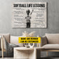 Personalized Softball Girl Canvas Painting For Kids - Inspiring Quotes Life Lessons Poster Gift For Young Softball Fans