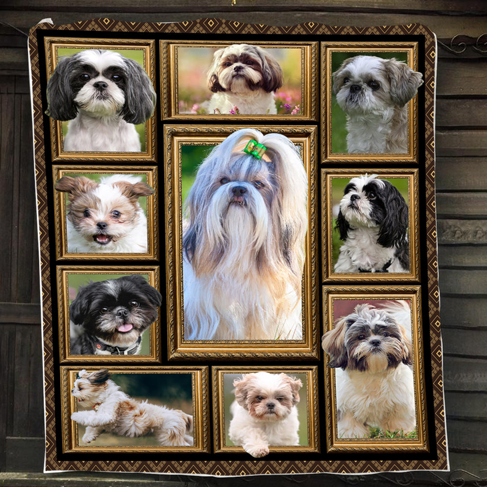 Dog Blanket, Cute Mischievous Dogs Shih Tzu Fleece Blanket - Sherpa Blanket Gift For Dog Lovers, Dog Owners