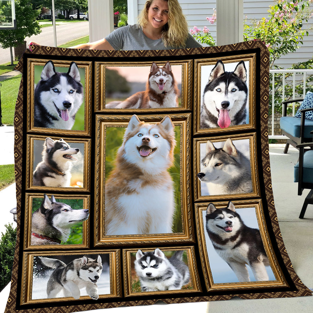 Dog Blanket, Baby Siberian Husky Smile With You Fleece Blanket - Sherpa Blanket Gift For Dog Lovers, Dog Owners