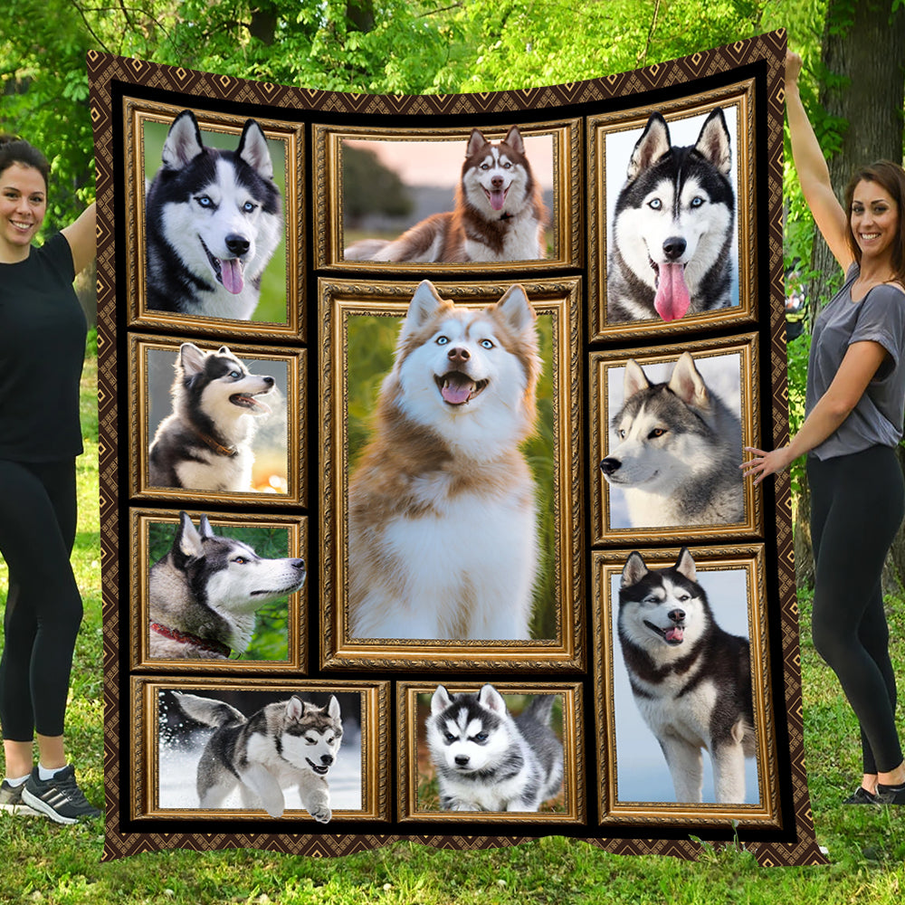 Dog Blanket, Baby Siberian Husky Smile With You Fleece Blanket - Sherpa Blanket Gift For Dog Lovers, Dog Owners