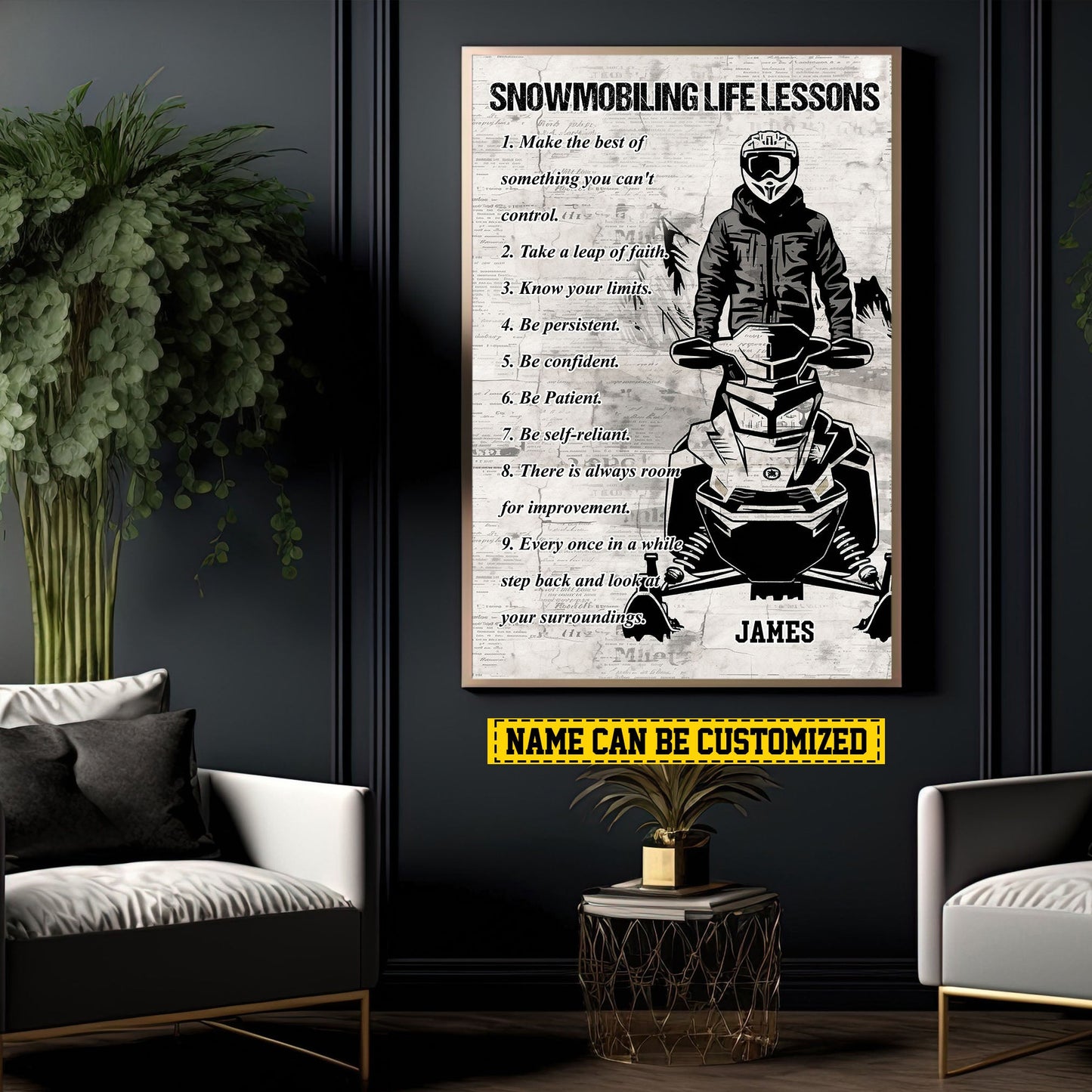 Snowmobiling Life Lessons, Motivational Snowmobiling Canvas Painting, Inspirational Quotes Wall Art Decor, Poster Gift For Snowmobiling Lovers