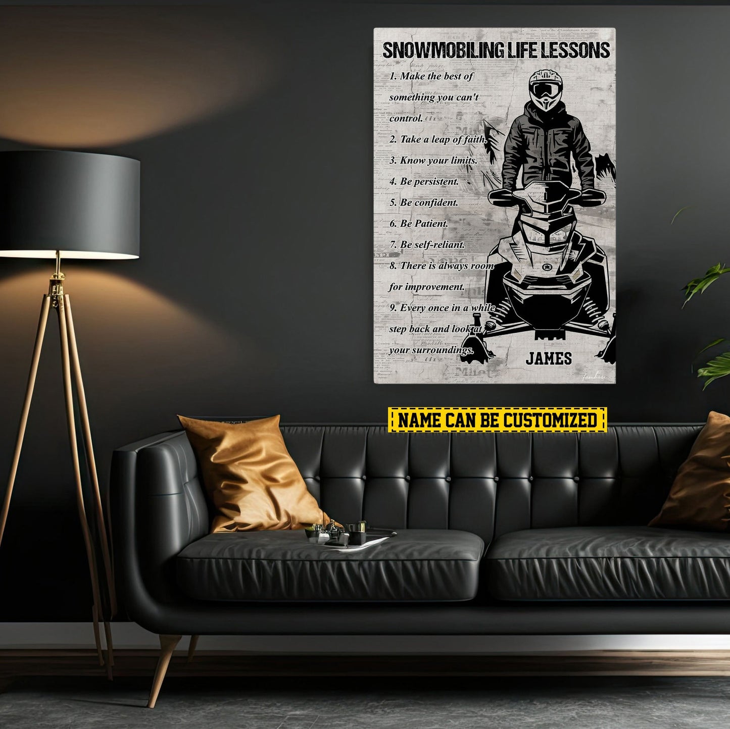 Snowmobiling Life Lessons, Motivational Snowmobiling Canvas Painting, Inspirational Quotes Wall Art Decor, Poster Gift For Snowmobiling Lovers