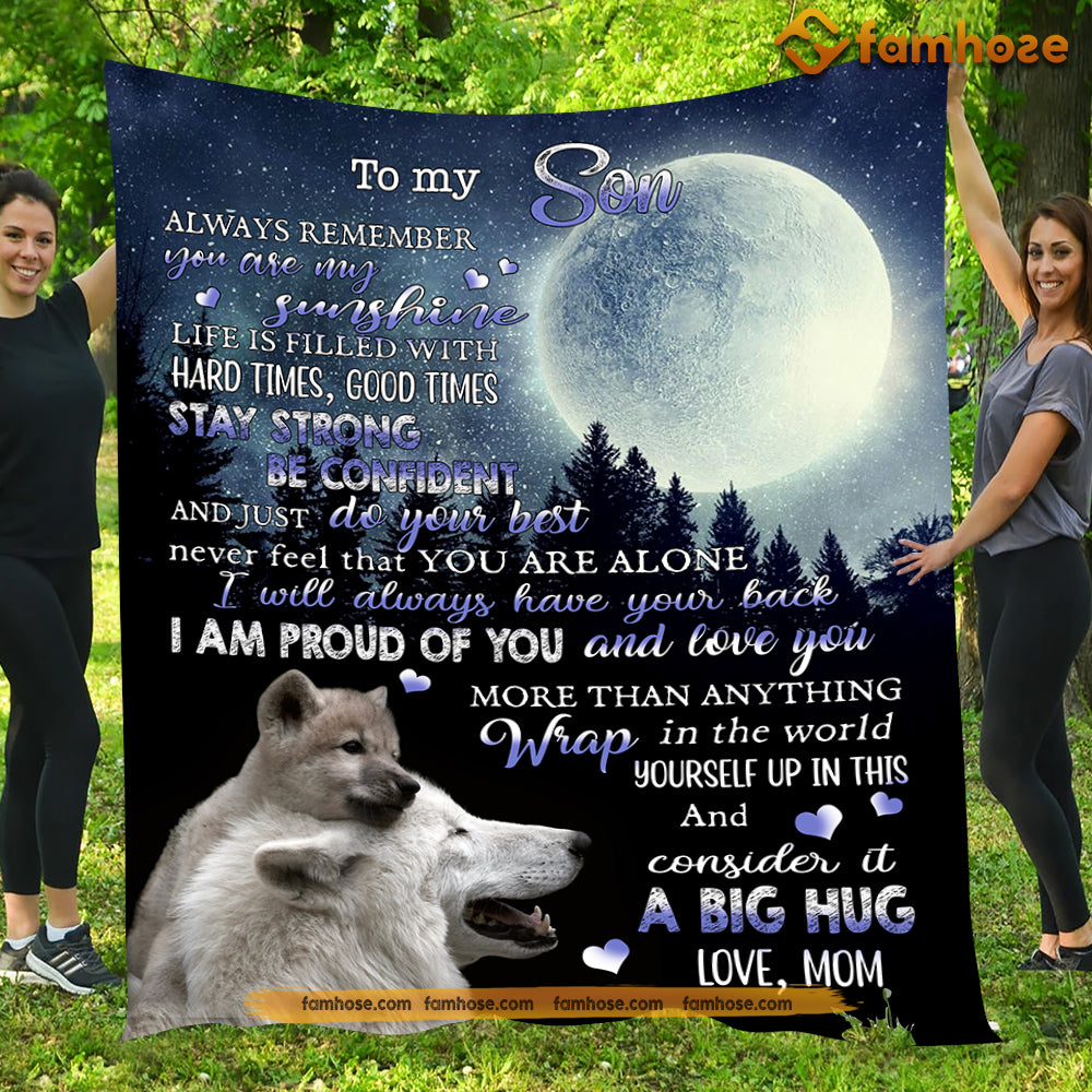 Dog Blanket Gift For Son From Mom, You Are My SunshineFleece Blanket - Sherpa Blanket Gift For Dog Lovers, Mother's Day Gift