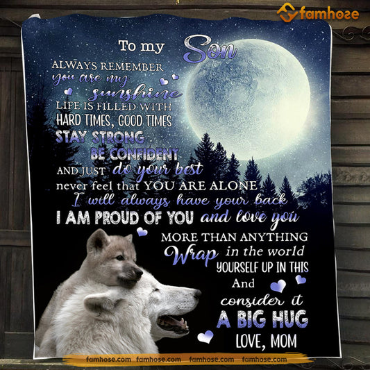 Dog Blanket Gift For Son From Mom, You Are My SunshineFleece Blanket - Sherpa Blanket Gift For Dog Lovers, Mother's Day Gift