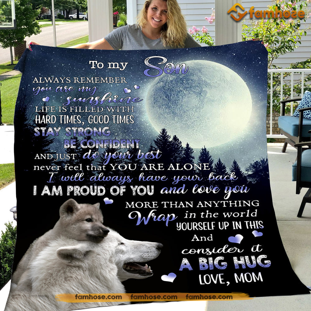 Dog Blanket Gift For Son From Mom, You Are My SunshineFleece Blanket - Sherpa Blanket Gift For Dog Lovers, Mother's Day Gift