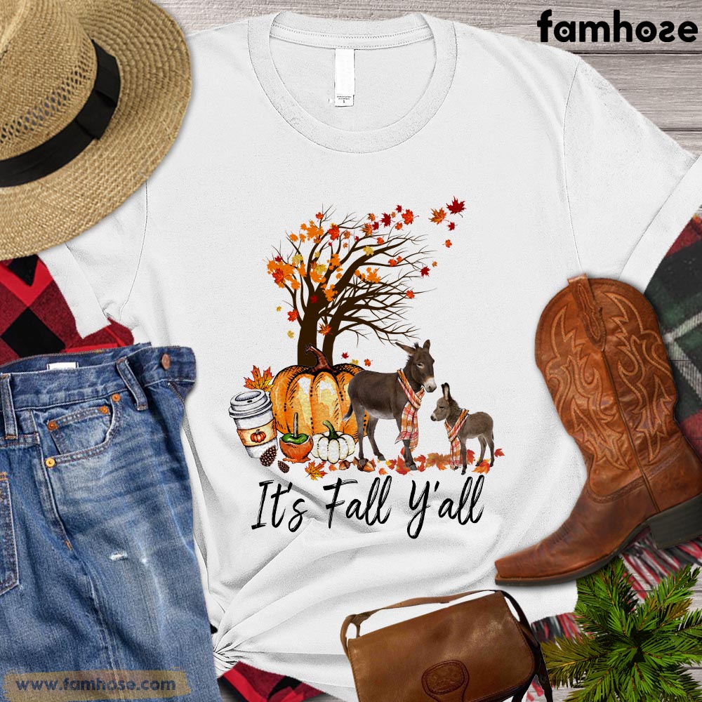 Thanksgiving Donkey T-shirt, It's Fall Yall Thanksgiving Gift For Donkey Lovers, Donkey Farm, Donkey Tees