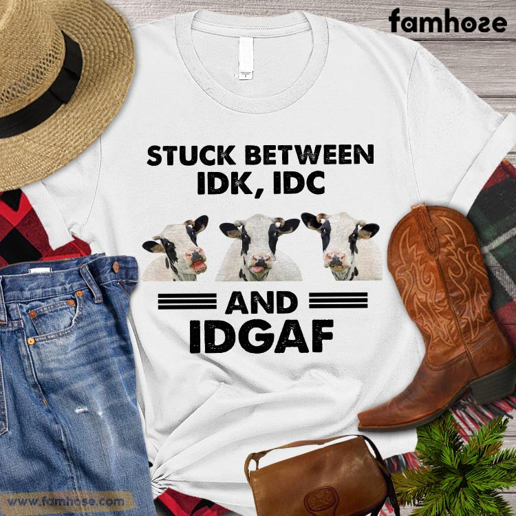 Funny Goat T-shirt, Stuck Between IDK IDC And IDGAF, Goat Lover Gift, Farming Lover Gift, Farmer Tees