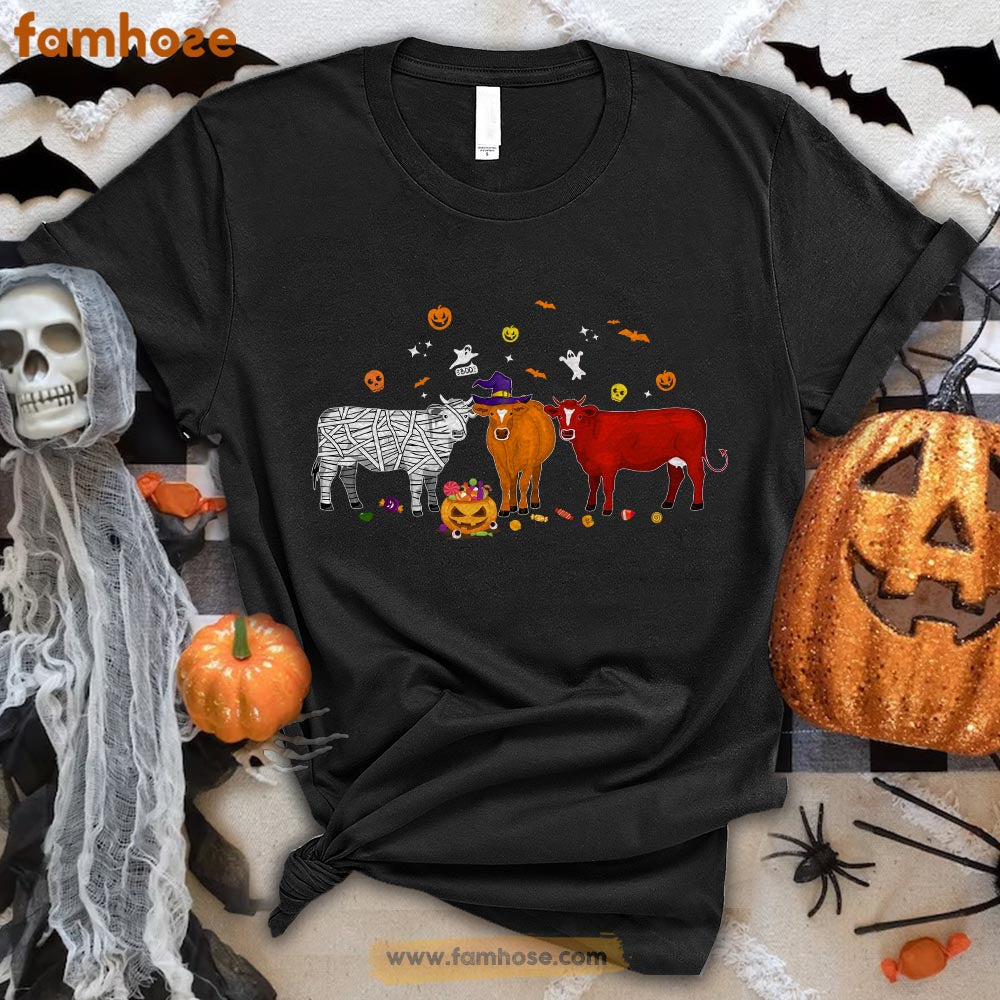 Cow Halloween T-shirt, Cow Costume Santa Halloween Gift For Cow Lovers, Cow Farmer