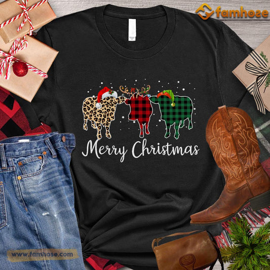 Christmas Cow T-shirt, Merry Christmas Cow ELF Leopard Reindeer Gift For Cow Lovers, Cow Farmers