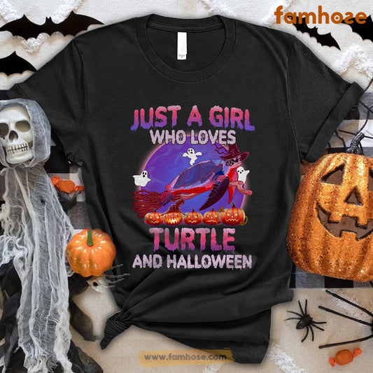 Turtle Halloween T-shirt, Just A Girl Who Loves Turtle And Halloween Gift For Turtle Lovers, Turtle Owners