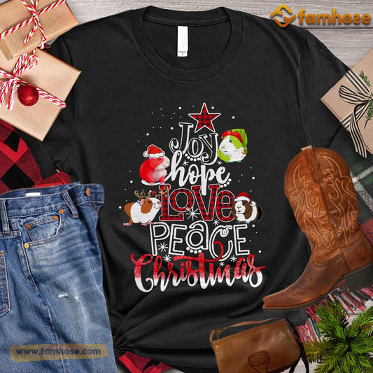 Christmas Guineapig T-shirt, Joy Hope Love Peace Christmas Guineapig With Santa Hats Gift For Guineapig Lovers, Guineapig Owners