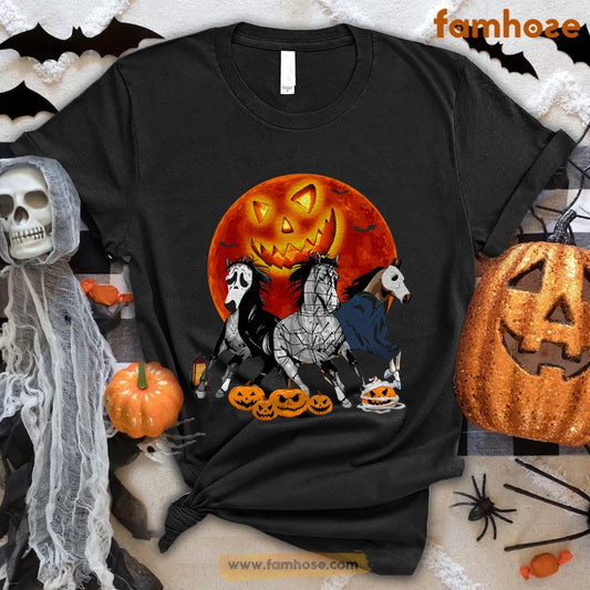 Halloween Horse T-shirt, Horse Costume Santa Horror Movies Halloween Gift For Horse Lovers, Horse Riders, Equestrians